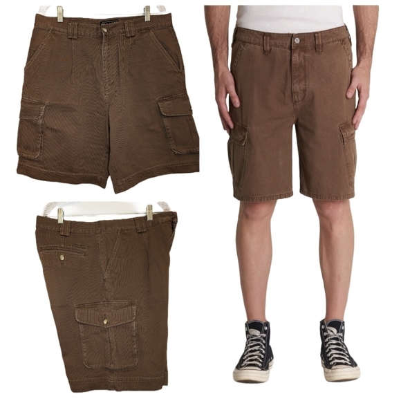 TIMBERLAND Long Cotton Cargo Shorts Cinnamon Brown Vintage Retro Y2K XL - Picture 1 of 9
